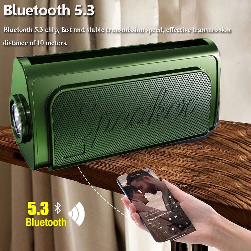 Portable Bluetooth Speaker Solar Power Outdoor Audio System Wireless MP3 Music Player with LED Flashlight Support FM USB TF Card