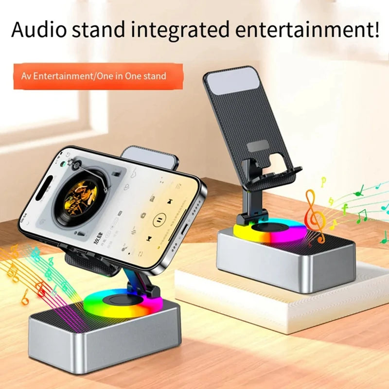 3-In-1 Mobile Phone Holder, Audio Power Bank, Bluetooth Call Speaker, Multi-Function Foldable Rotating Desktop Easy Install