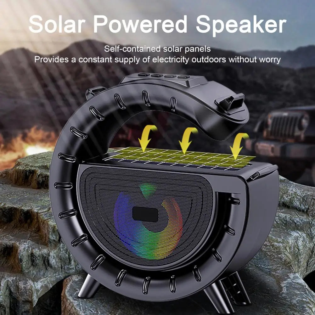 Solar Powered Wireless Speaker Outdoor Bluetooth Speaker with Solar Charging Fm Radio Flashlight Wireless Stereo for Camping