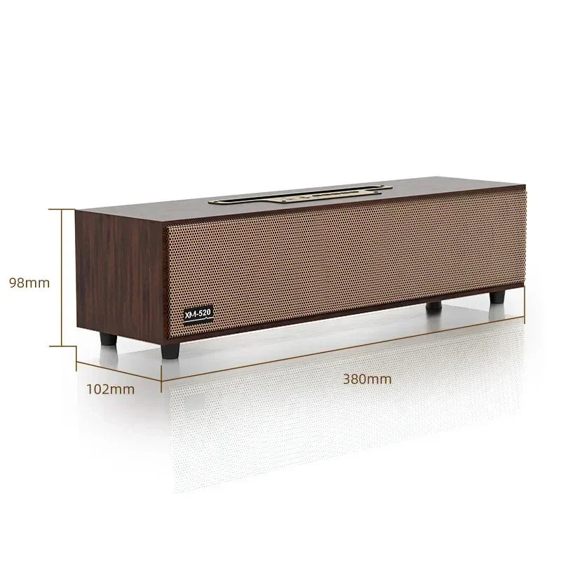 Multifunctional Desktop Bluetooth Speaker, Retro Computer Speaker, Wooden FM Radio, Subwoofer, Echo Wall, Caixa De Som AUX \ TF