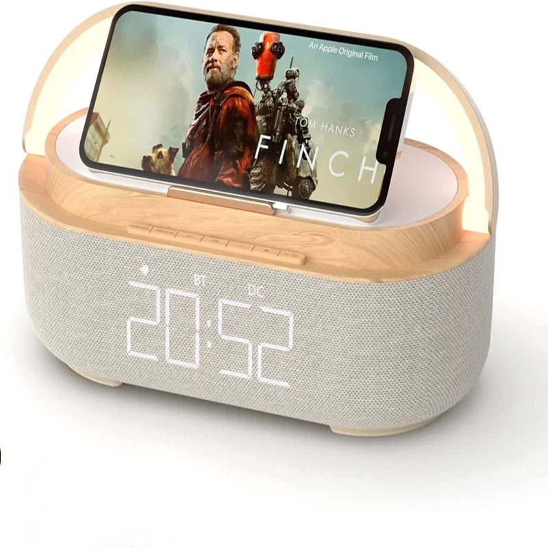 COSLUR S29 Bluetooth Speaker 2500Mah Battery Supports 15W Wireless Charging Digital Clock Display Night Light Alarm Clock